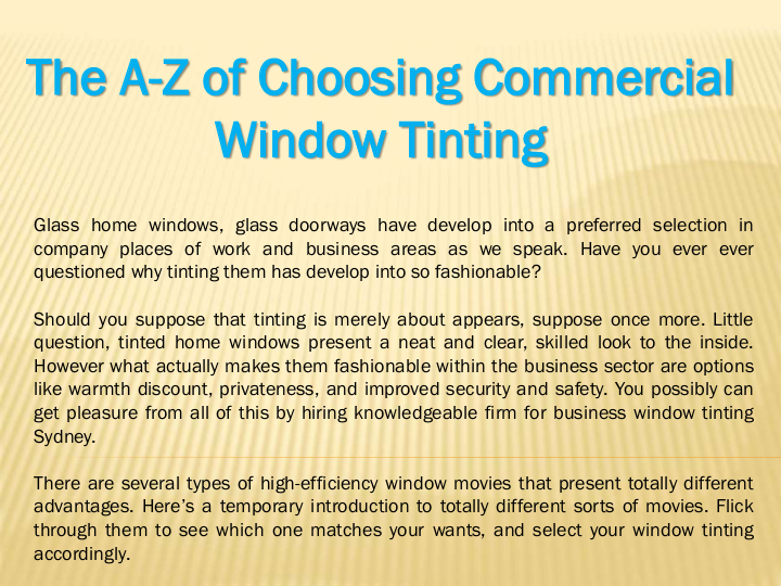 The A-Z of Choosing Commercial Window Tinting