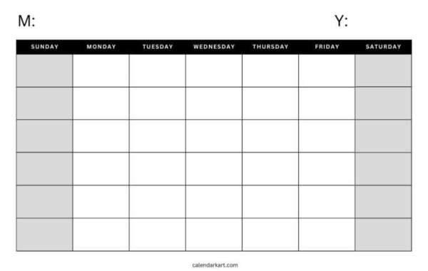 Stay Organized with Calendarkart's Extensive Collection of Blank Calendar Templates