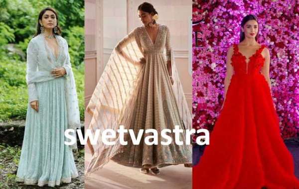 A Guide to Party Wear Festive Gowns: Styles, Draping, and Maintenance