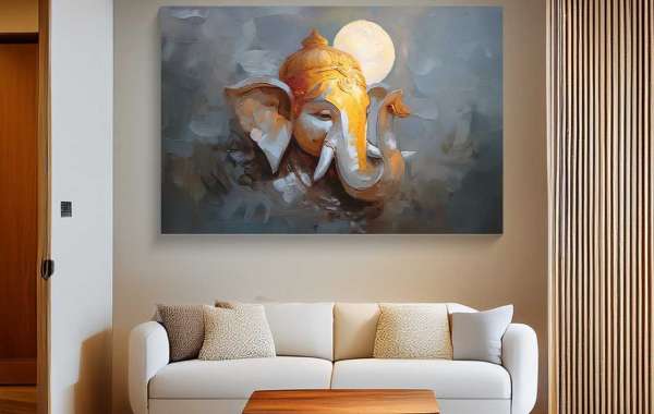 Golden Aura Ganesha paintings: Godly Blessings over contemporary Homes.